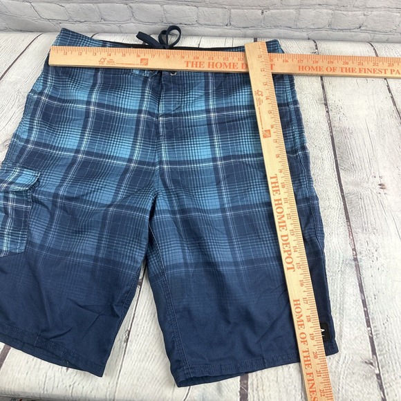 O'Neill Board Shorts Mens 30 Blue Hybrid Plaid Drawstring Waist Swim Trunks Surf - Picture 2 of 8